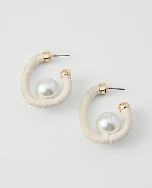 Threaded Pearl Hoop Earrings