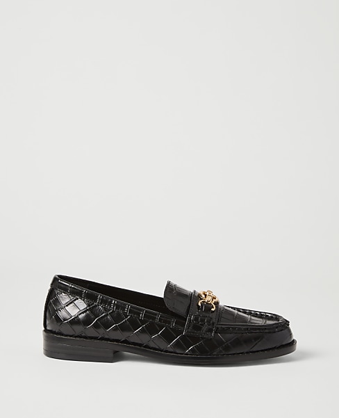 Hardware Embellished Croco Loafer