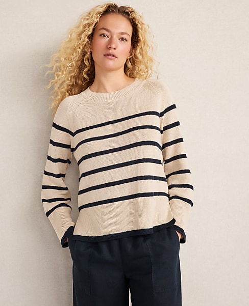 Haven Well Within Organic Cotton Linen Stripe Crewneck