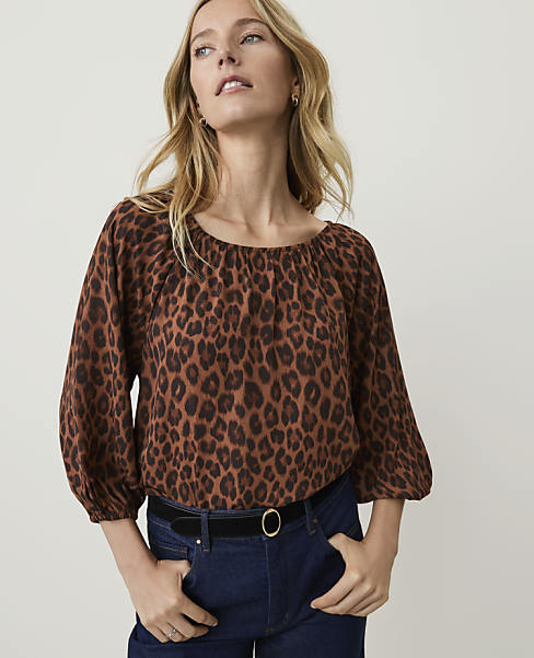 Animal Print Raglan Top