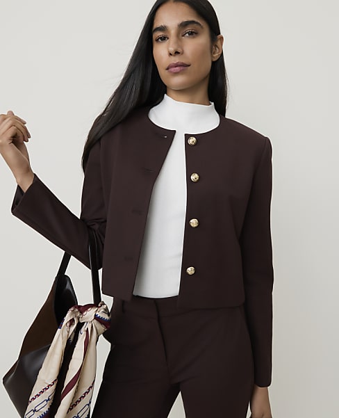 The Petite Crew Neck Jacket in Ponte