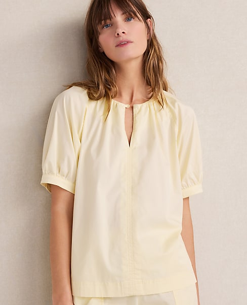 Haven Well Within Organic Cotton Twill Split Neck Top