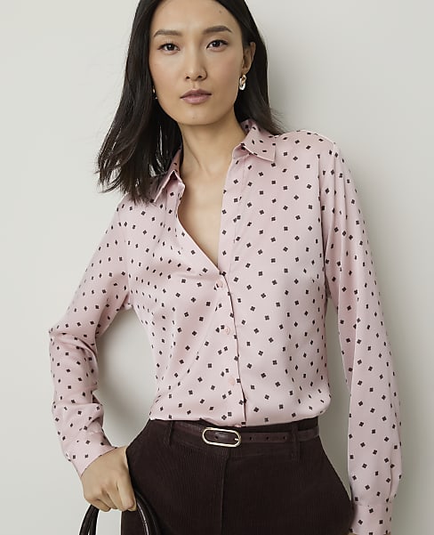 Geo Print Essential Shirt in Satin