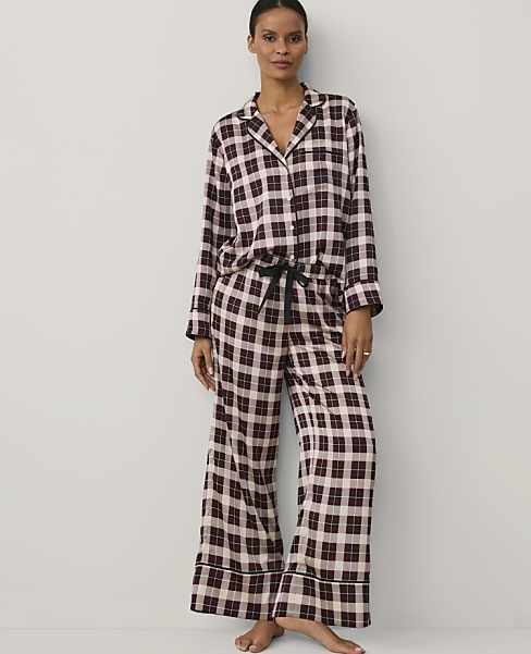 Plaid Satin Pajama Set