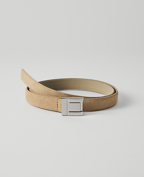 Suede Double Square Buckle Belt