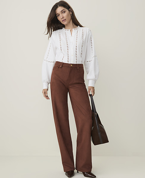 Petite Weekend Faux Suede Straight Pant