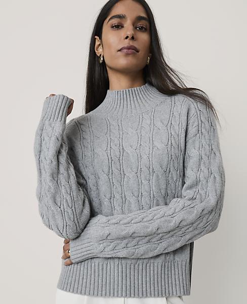 Cable Mock Neck Sweater