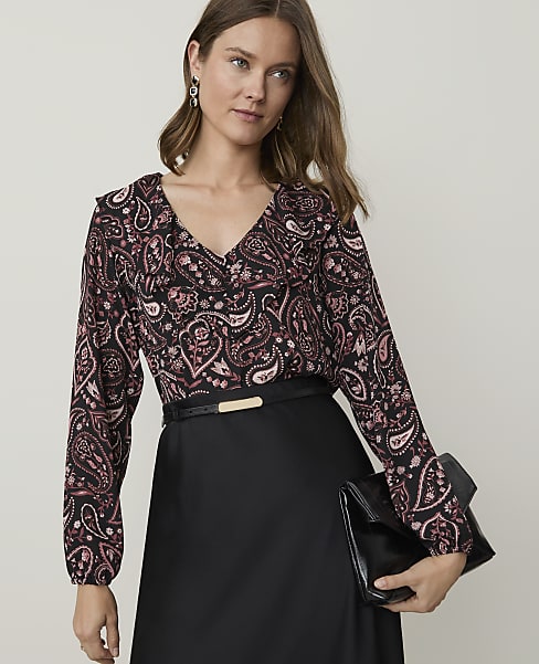 Paisley Ruffle Trim Blouse
