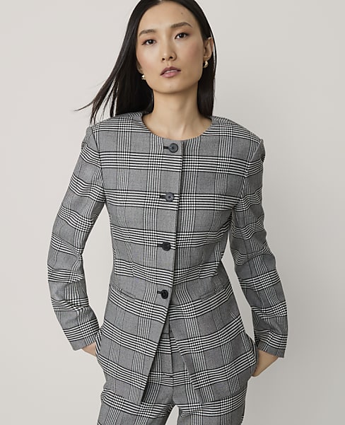 Houndstooth Split Hem Jacket