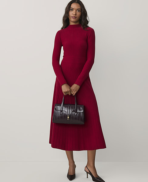 Ribbed Mock Neck Sweater Dress