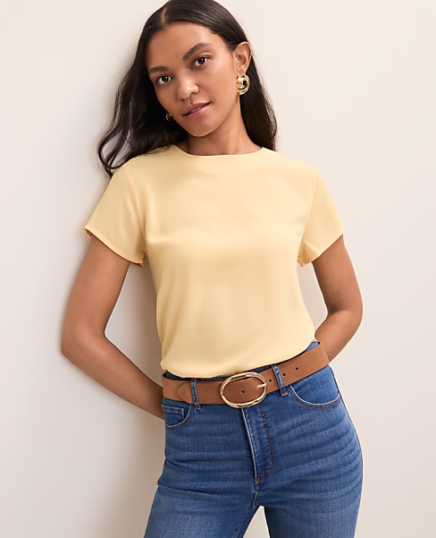 Petite Mixed Media Crew Neck Tee