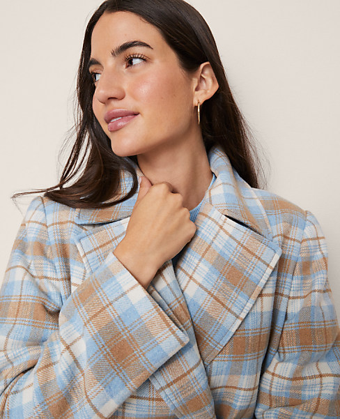 Weekend Plaid Short Trench Coat