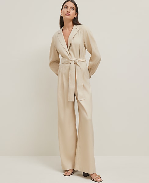 Petite Linen Blend Wide-Leg Jumpsuit