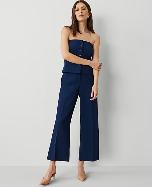 The Petite Wide-Leg Crop Pant in Fluid Crepe
