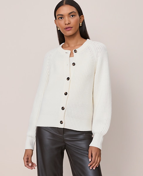 Chunky Ribbed Crew Neck Cardigan
