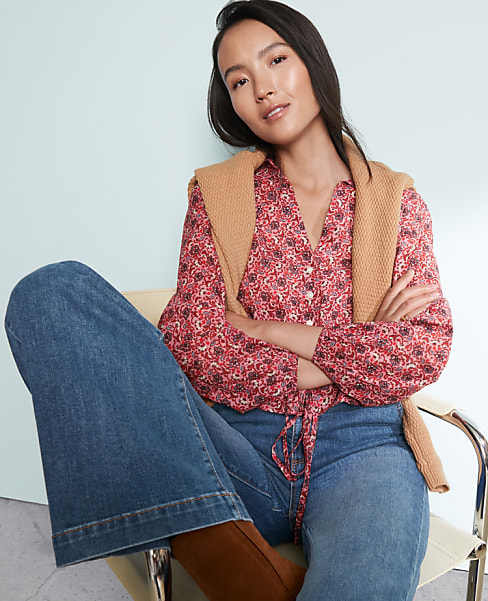 Weekend Floral Tie Waist Popover