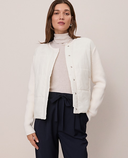 Weekend Quilted Woven Sweater Jacket