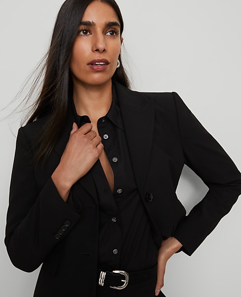 The Petite Shorter Two Button Blazer in Bi-Stretch
