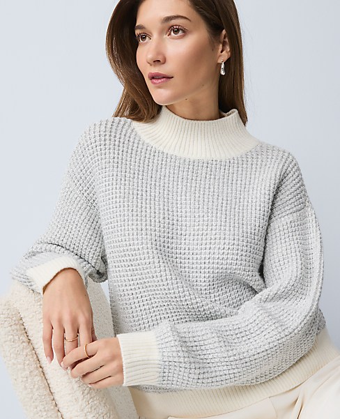 Metallic Waffle Knit Sweater