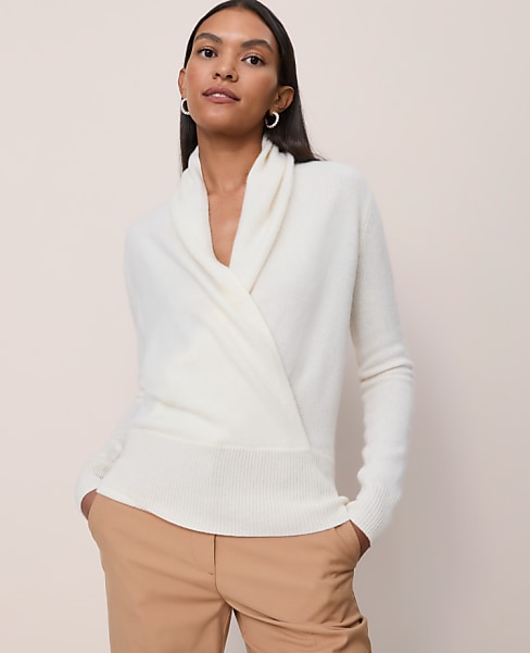 Cashmere Shawl Collar Sweater - Pale Ivory
