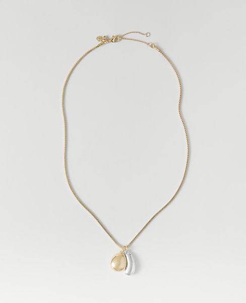 Mixed Metal Double Pendant Necklace