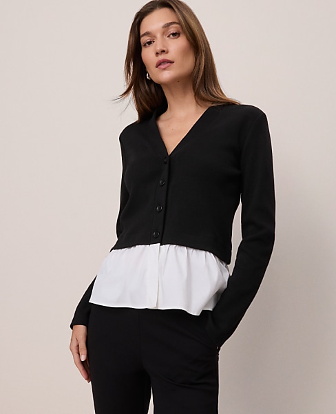 Weekend Mixed Media Peplum Cardigan