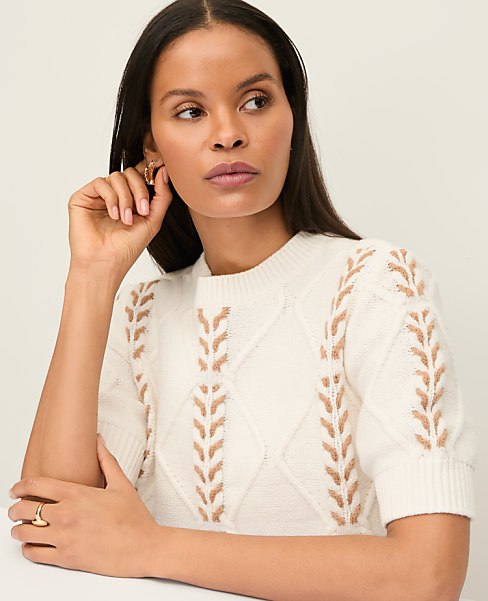 Contrast Stitch Cable Sweater