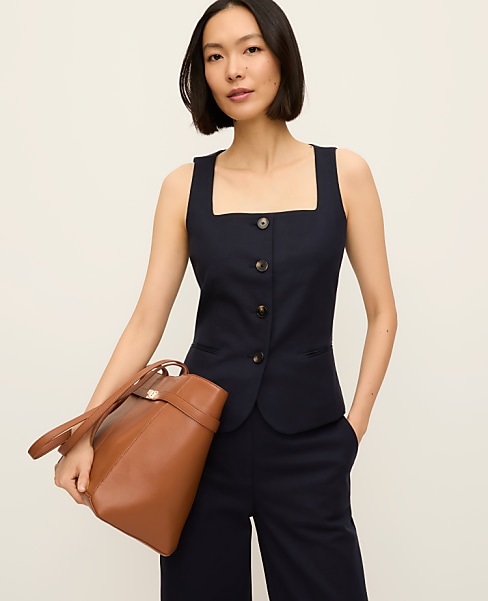 The Cutaway Square Neck Vest in Doubleweave
