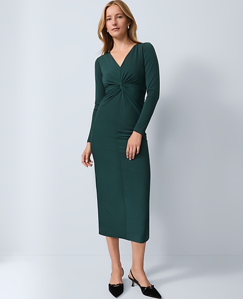 V-Neck Knit Sheath Dress