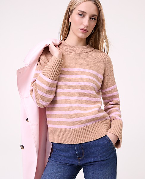 Weekend Striped Crew Neck Sweater