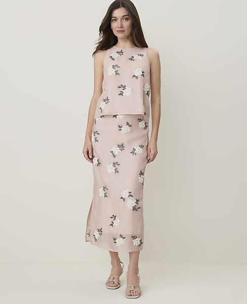 Sequin Embellished Midi Skirt in Organza