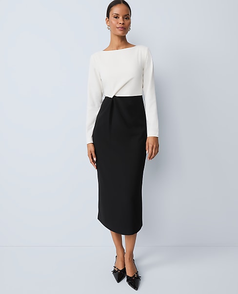 Petite Colorblock Twist Midi Dress