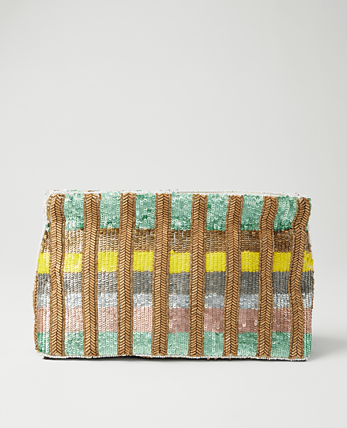 Striped Sequin Clutch
