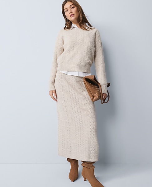 Petite Weekend Pointelle Sweater Skirt