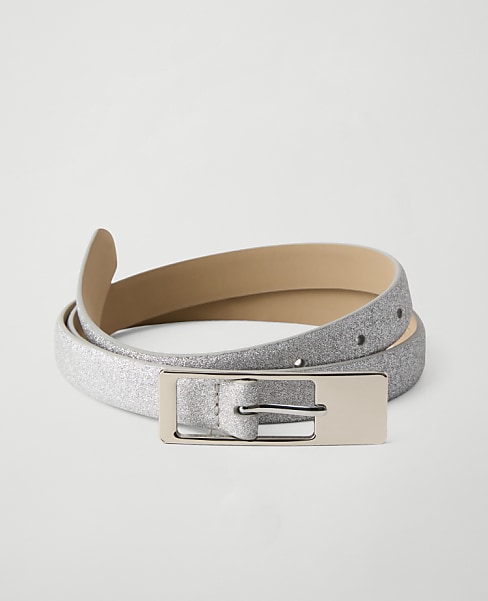 Glitter Rectangle Buckle Belt - Silvertone