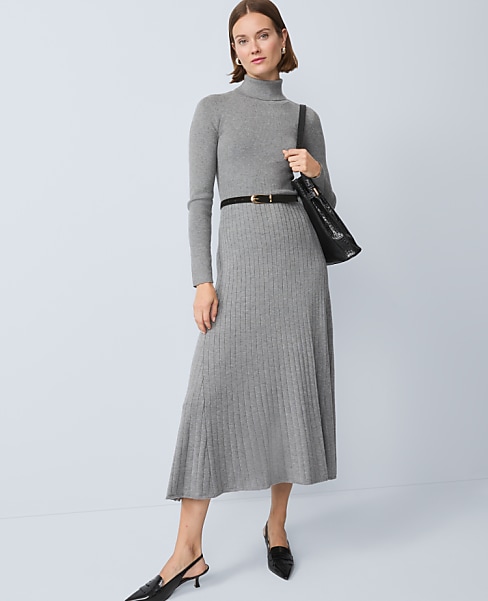 Petite Ribbed Turtleneck Sweater Dress