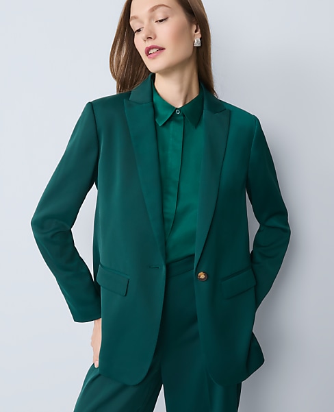 The Fitted Long Blazer in Satin