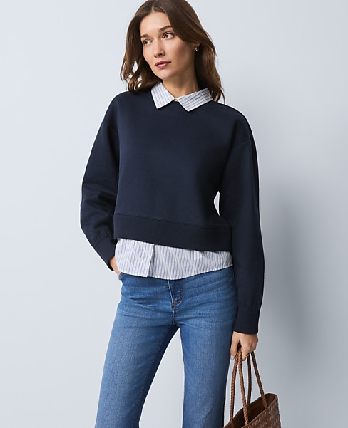 Weekend Collection Layered Mix Media Sweatshirt