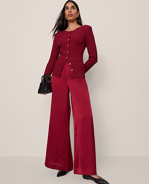 The Petite Easy Palazzo Pant in Satin
