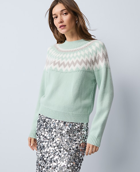 Petite Fair Isle Mock Neck Sweater