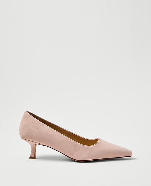 Suede Nip Toe Kitten Heel Pump