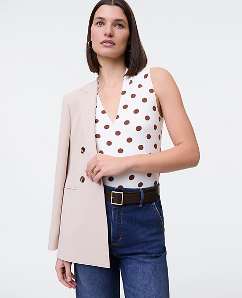 Dotted Sleeveless V-Neck Top