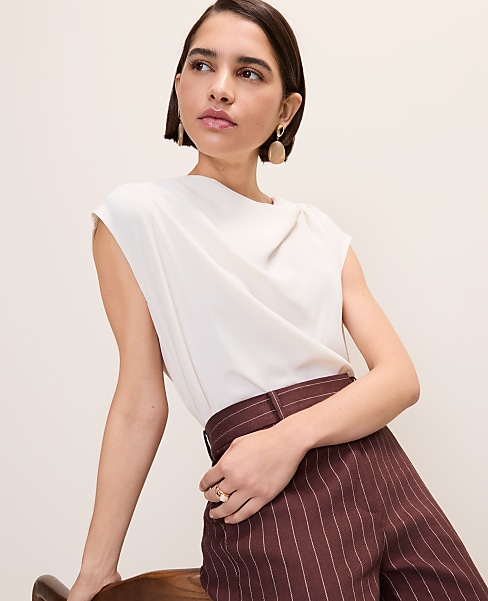 Mixed Media Cowl Neck Top