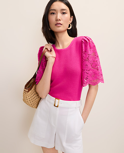 Lace Trimmed Sweater Top