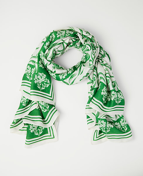 Floral Square Scarf - Winter White