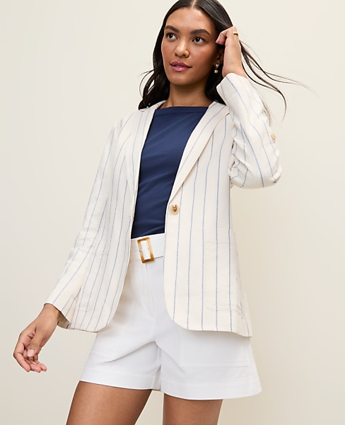 Weekend Striped Blazer in Linen Blend