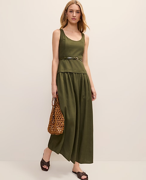 Belted Flare Midi Dress