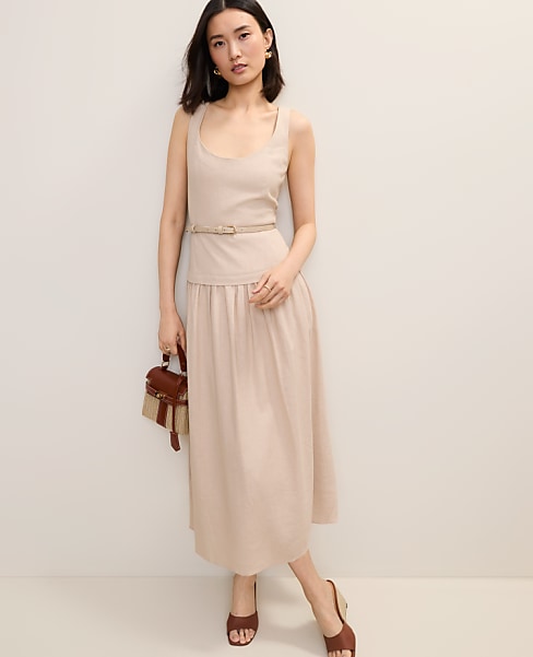 Belted Flare Midi Dress
