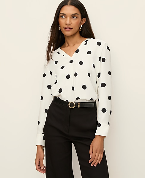 Petite Mixed Media Dotted Top
