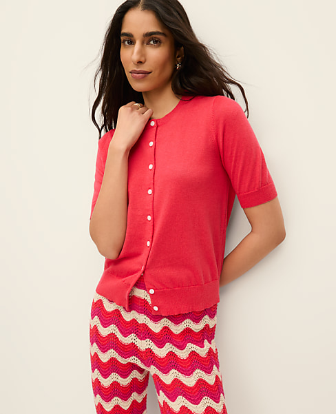 Short Sleeve Linen Ann Cardigan